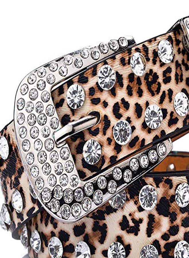 Wemi Leopard Print PU Leather Belts for Women Luxury Rhinestones Pin Buckle Women belt Female Strap for Jeans Dress 43" - Image 5